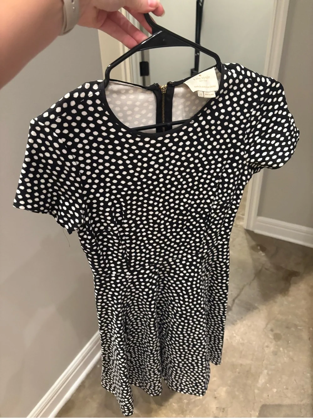 Black and White Polka Dot Short Sleeve Dress